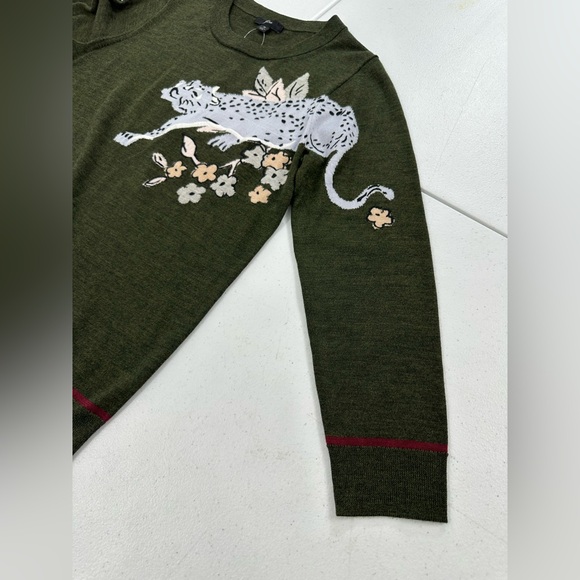 J.Crew Tippi Merino Wool Intarsia Cheetah Sweater Preppy Academia Quiet Luxury M - Picture 8 of 11